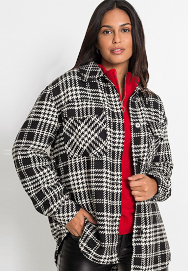 Kockás zsakett fekete/gyapjúfehér kockás