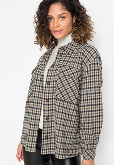 Kockás ingkabát bézs/kockás