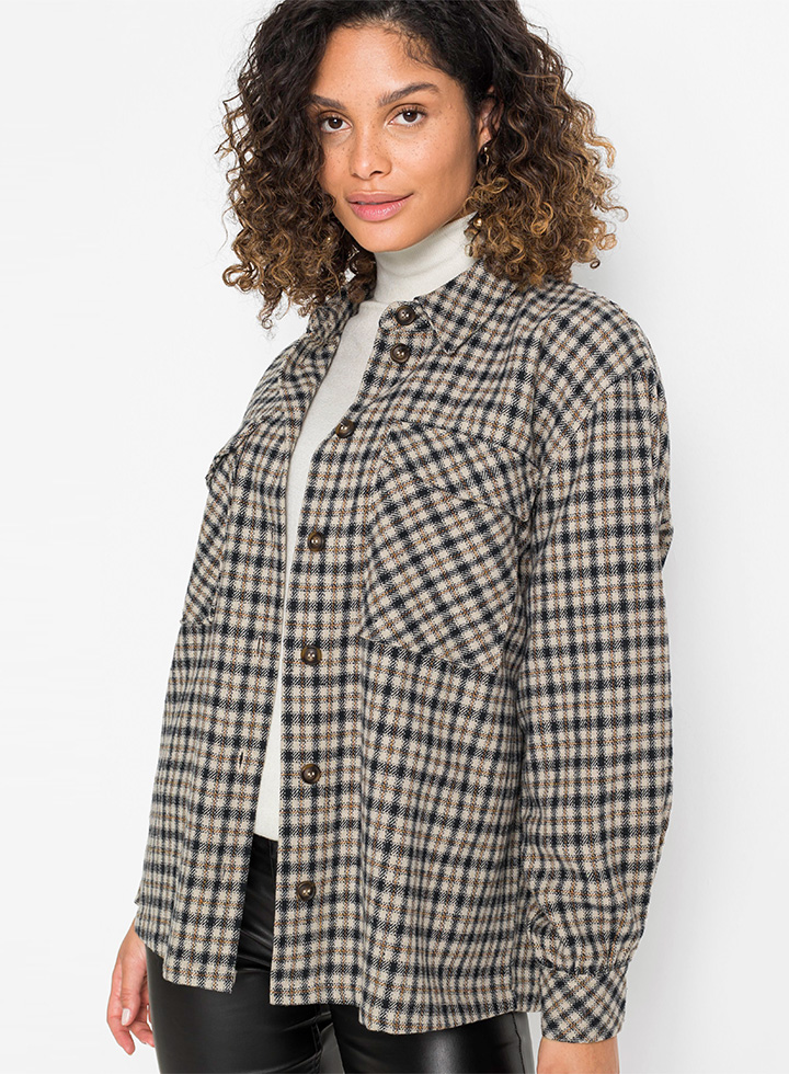 Kockás ingkabát bézs/kockás