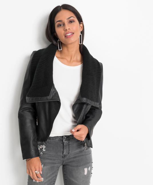 Műbőr dzseki fekete