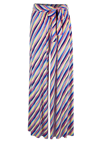 Bő dzsörzé Palazzo nadrág kényelmes derékpánttal és oldalsó zsebekkel csíkos