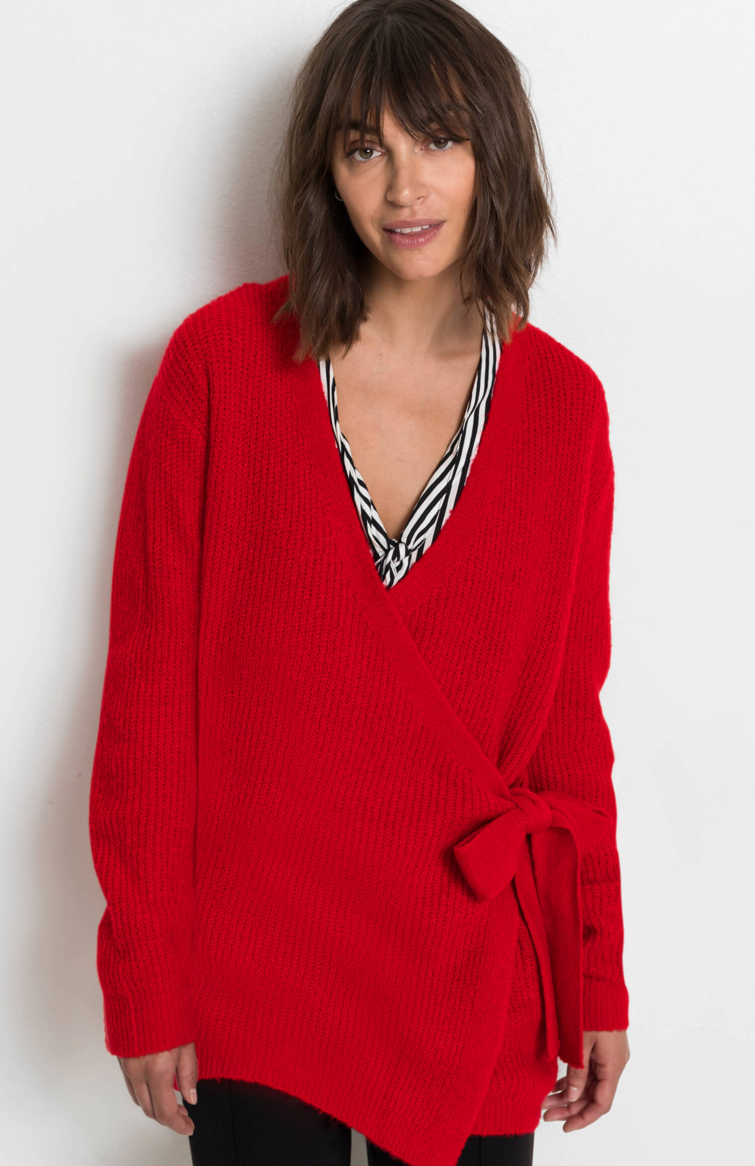 Átkötős kötött kardigán