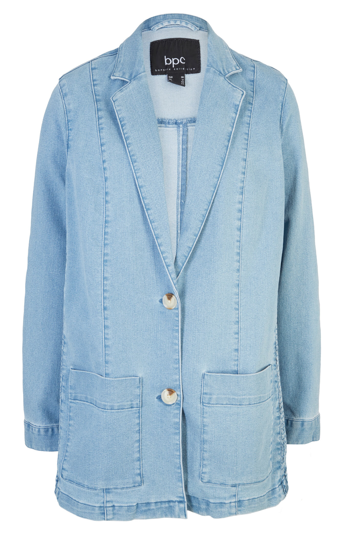 Bő farmer blézer smokkolt betéttel az oldalain